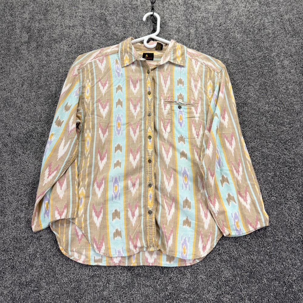 Liz Sport Shirt Womens Large Multicolor Ikat Striped Long Sleeve Button Casual